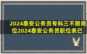 2024泰安公务员专科三不限岗位。2024泰安公务员职位表已 