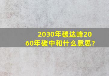 2030年碳达峰2060年碳中和什么意思?