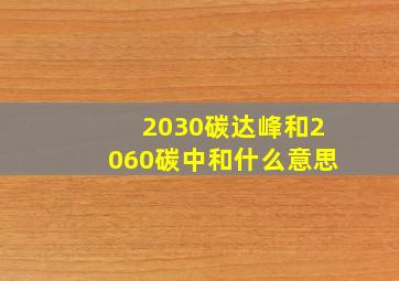 2030碳达峰和2060碳中和什么意思