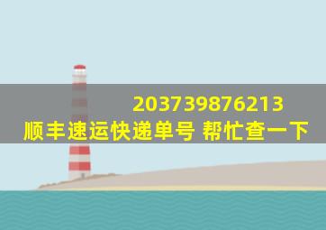 203739876213 顺丰速运快递单号 帮忙查一下