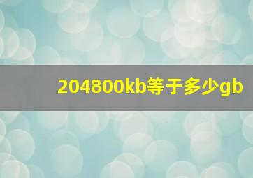 204800kb等于多少gb