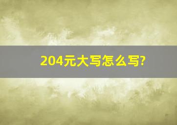 204元大写怎么写?