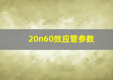 20n60效应管参数(