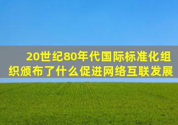 20世纪80年代,国际标准化组织颁布了什么促进网络互联发展