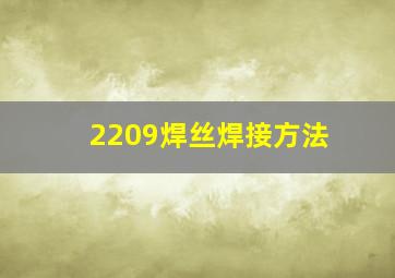 2209焊丝焊接方法