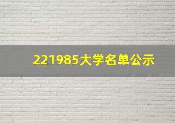 221985大学名单公示 