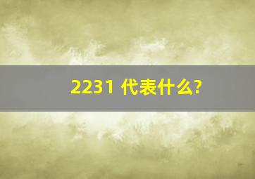 2231 代表什么?