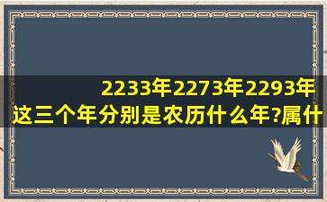 2233年、2273年、2293年这三个年分别是农历什么年?属什么?