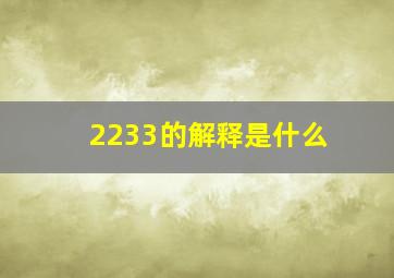 2233的解释是什么(