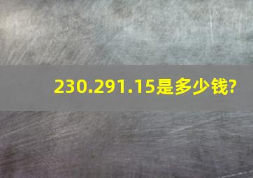 230.291.15是多少钱?