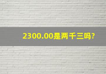 2300.00是两千三吗?