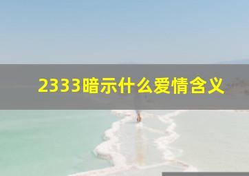 2333暗示什么爱情含义