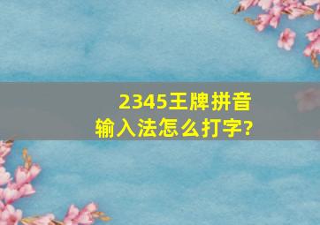 2345王牌拼音输入法怎么打字?