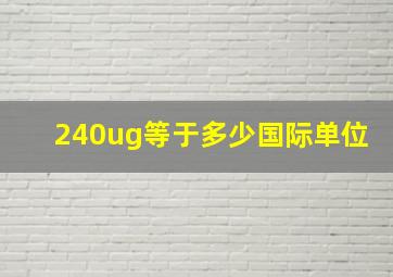 240ug等于多少国际单位