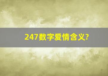 247数字爱情含义?