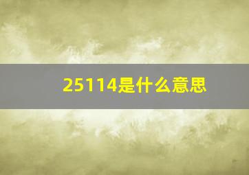 25114是什么意思