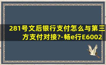 281号文后,银行支付怎么与第三方支付对接?-畅e行E6002