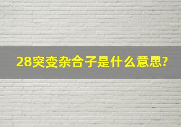 28突变杂合子是什么意思?