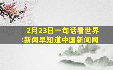 2月23日一句话看世界:新闻早知道中国新闻网