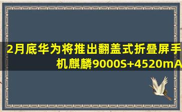 2月底,华为将推出翻盖式折叠屏手机,麒麟9000S+4520mAh大电池