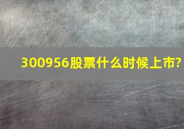 300956股票什么时候上市?