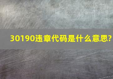 30190违章代码是什么意思?