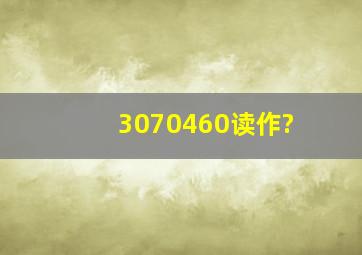 3070460读作?