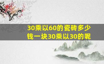 30乘以60的瓷砖多少钱一块30乘以30的呢(