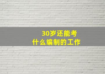 30岁还能考什么编制的工作