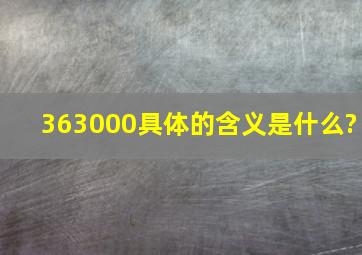 363000具体的含义是什么?