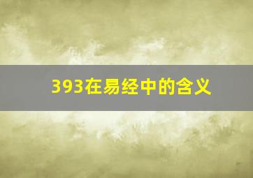 393在易经中的含义