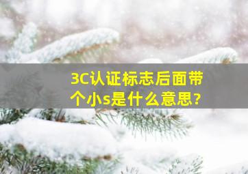 3C认证标志后面带个小s是什么意思?