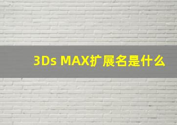 3Ds MAX扩展名是什么