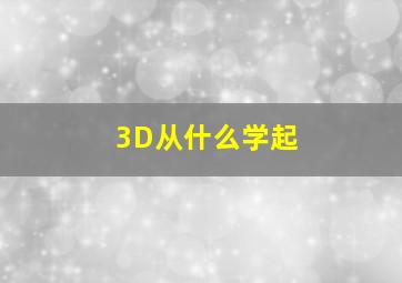 3D从什么学起