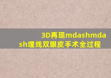 3D再现——埋线双眼皮手术全过程