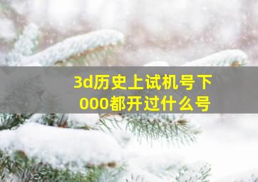 3d历史上试机号下000都开过什么号