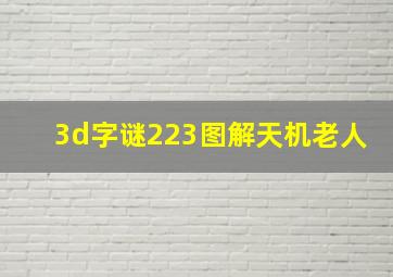 3d字谜223图解天机老人