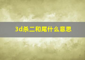 3d杀二和尾什么意思