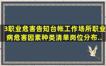 3、职业危害告知台帐(工作场所职业病危害因素种类清单、岗位分布...