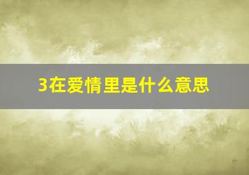 3在爱情里是什么意思