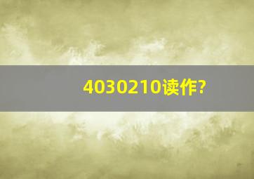 4030210读作?