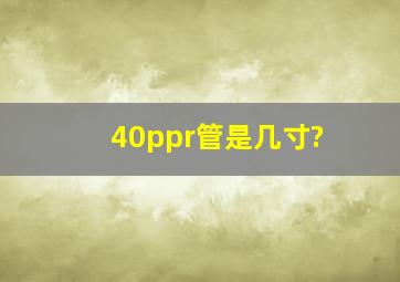 40ppr管是几寸?