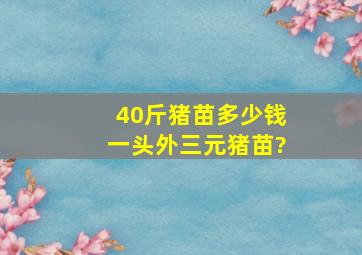 40斤猪苗多少钱一头,外三元猪苗?