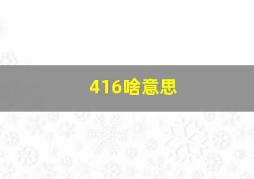 416啥意思(