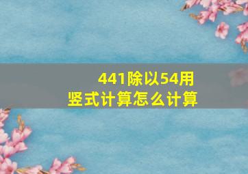 441除以54用竖式计算怎么计算