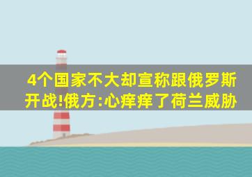 4个国家不大,却宣称跟俄罗斯开战!俄方:心痒痒了荷兰威胁