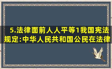 5.法律面前人人平等。(1)我国宪法规定:中华人民共和国公民在法律...