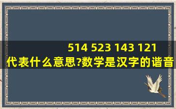 514 523 143 121代表什么意思?数学是汉字的谐音,只是有点,不完全?