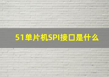 51单片机SPI接口是什么(