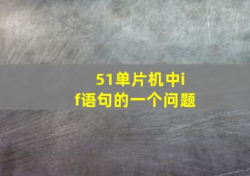 51单片机中if语句的一个问题